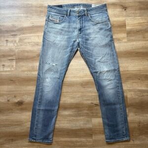 Diesel Thommer Jeans Men 33x30 Blue Slim Skinny Stretch Patched Distressed 084KW